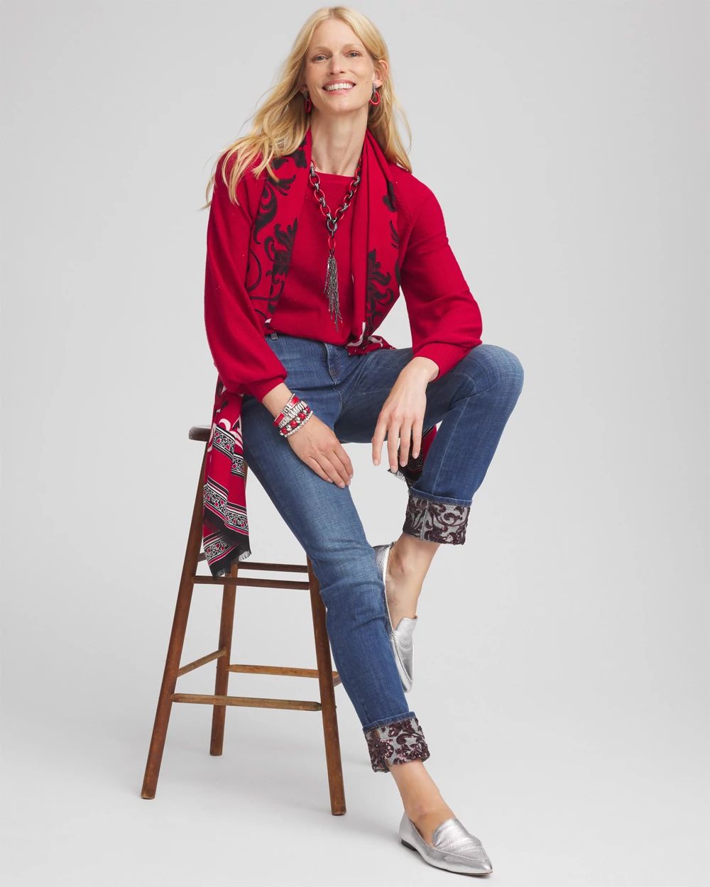 Relaxed Sequin Pullover Sweater click to view larger image.