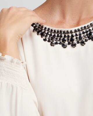 Embellished Scoop Neck Blouse