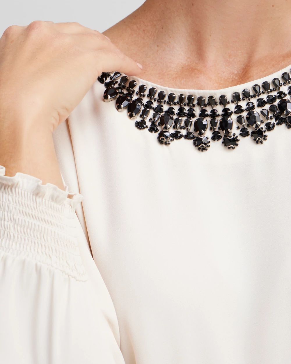 Embellished Scoop Neck Blouse