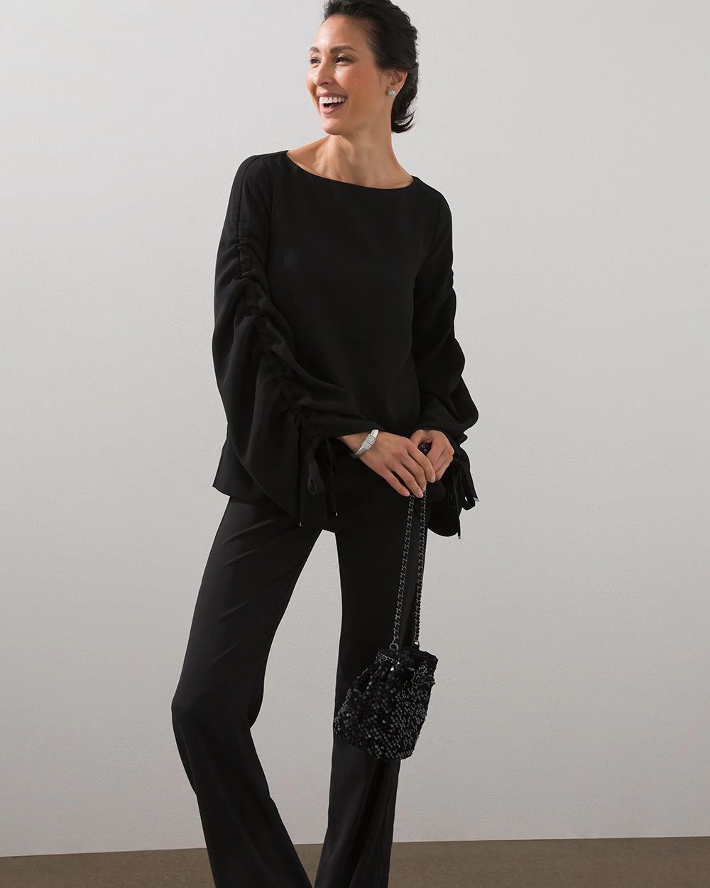 Black Label Ruched Detail Top