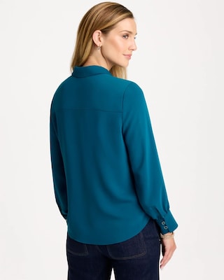 Matte Satin Ruffled Button-Down Blouse click to view larger image.