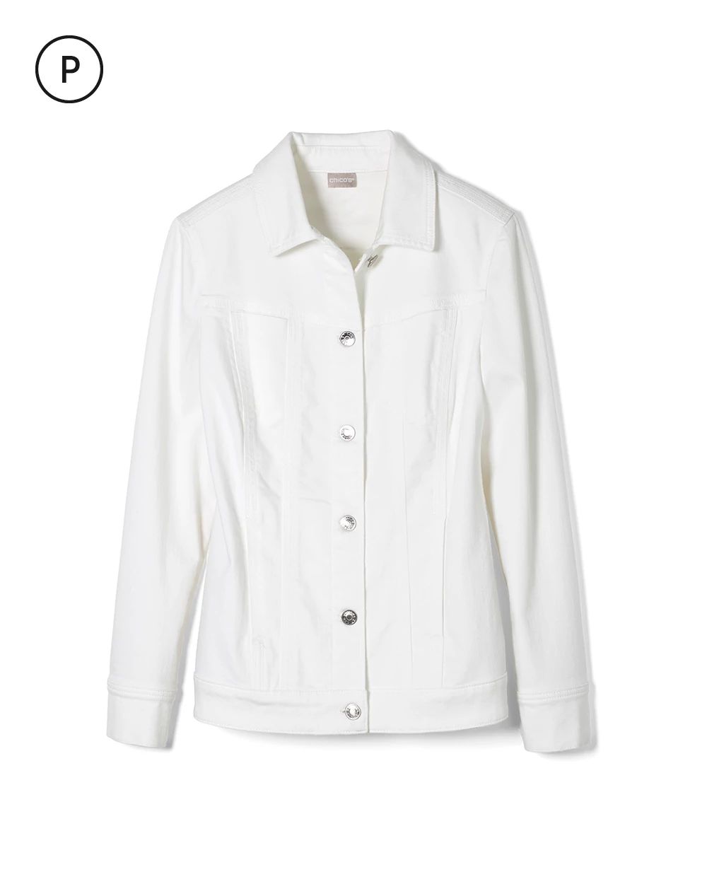 Petite No-Stain White Denim Jacket