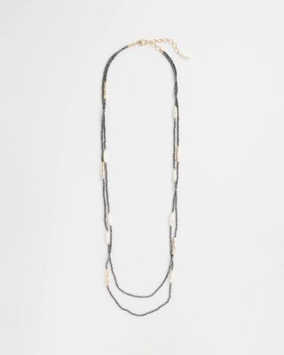Double Strand Faux Pearl Hematite Necklace