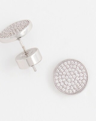 Silver Tone Pavé Stud Earrings