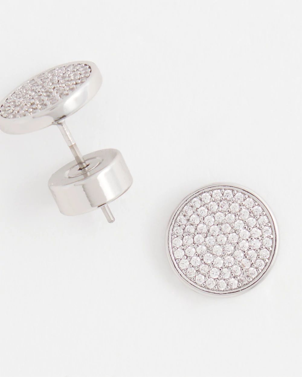 Silver Tone Pavé Stud Earrings