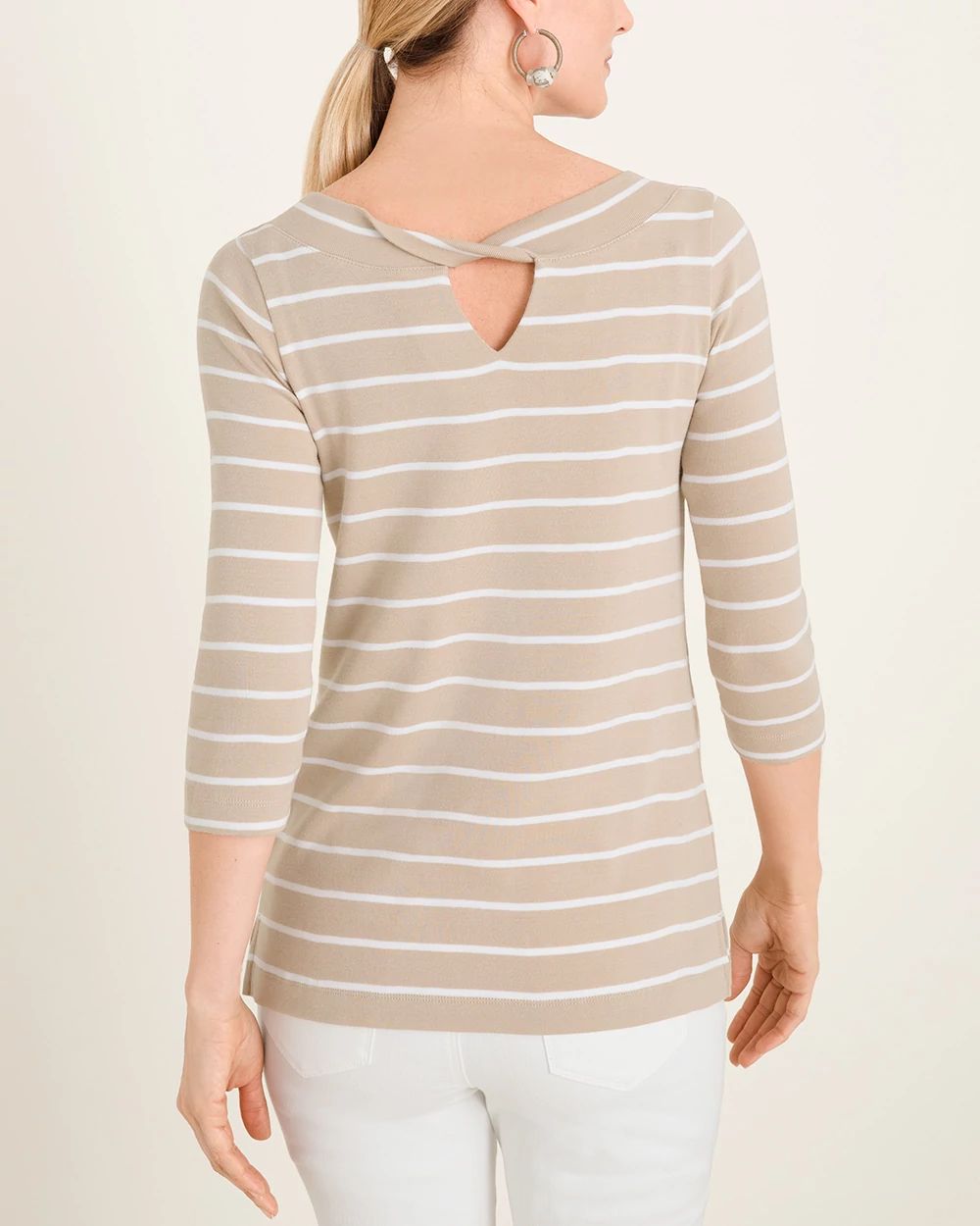Convertible Striped Supima Cotton Twist-Neck Tee