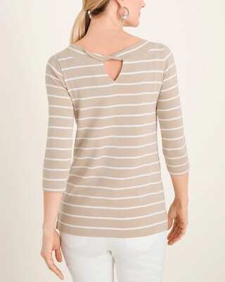 Convertible Striped Supima Cotton Twist-Neck Tee