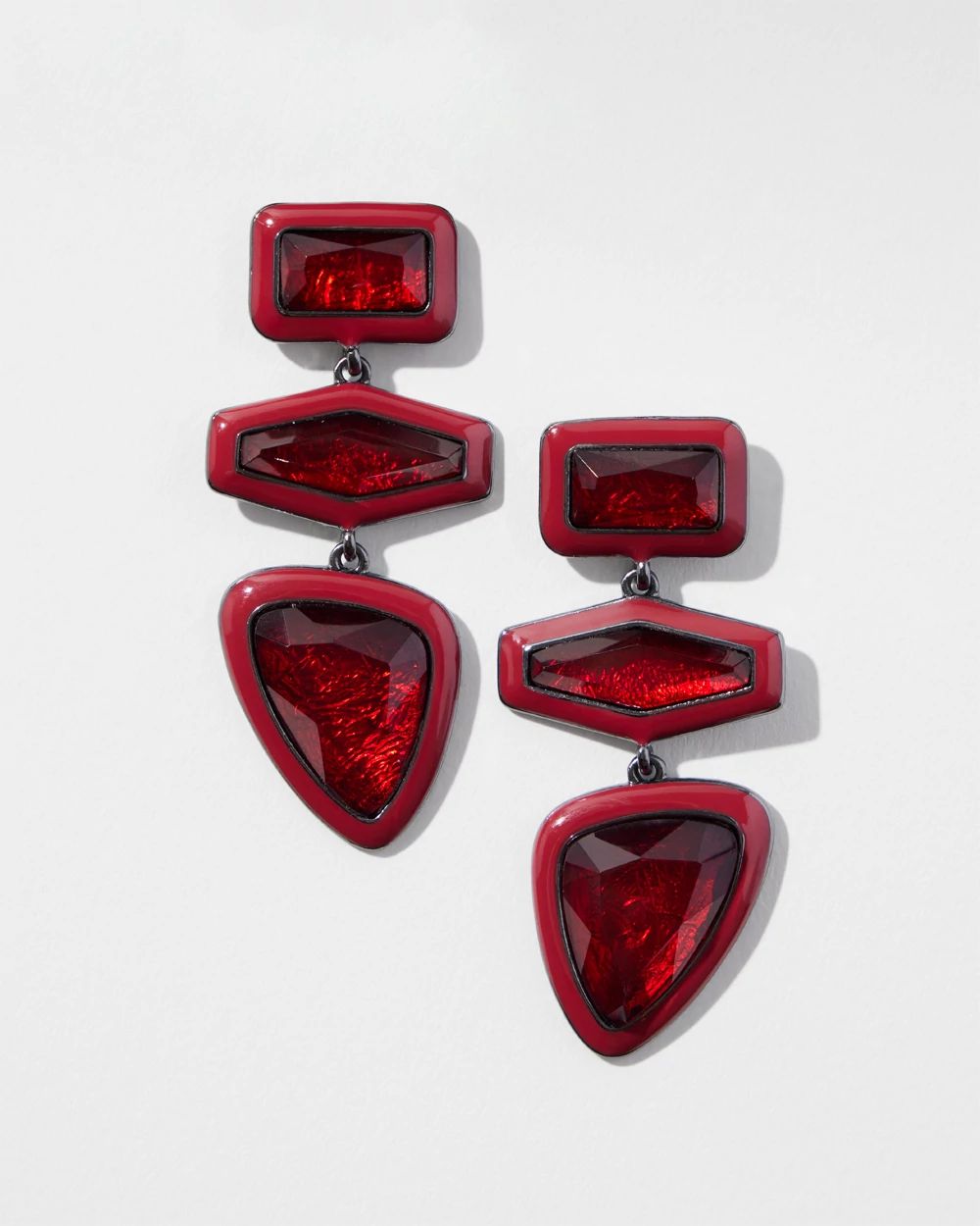 Red Linear Drop Earrings