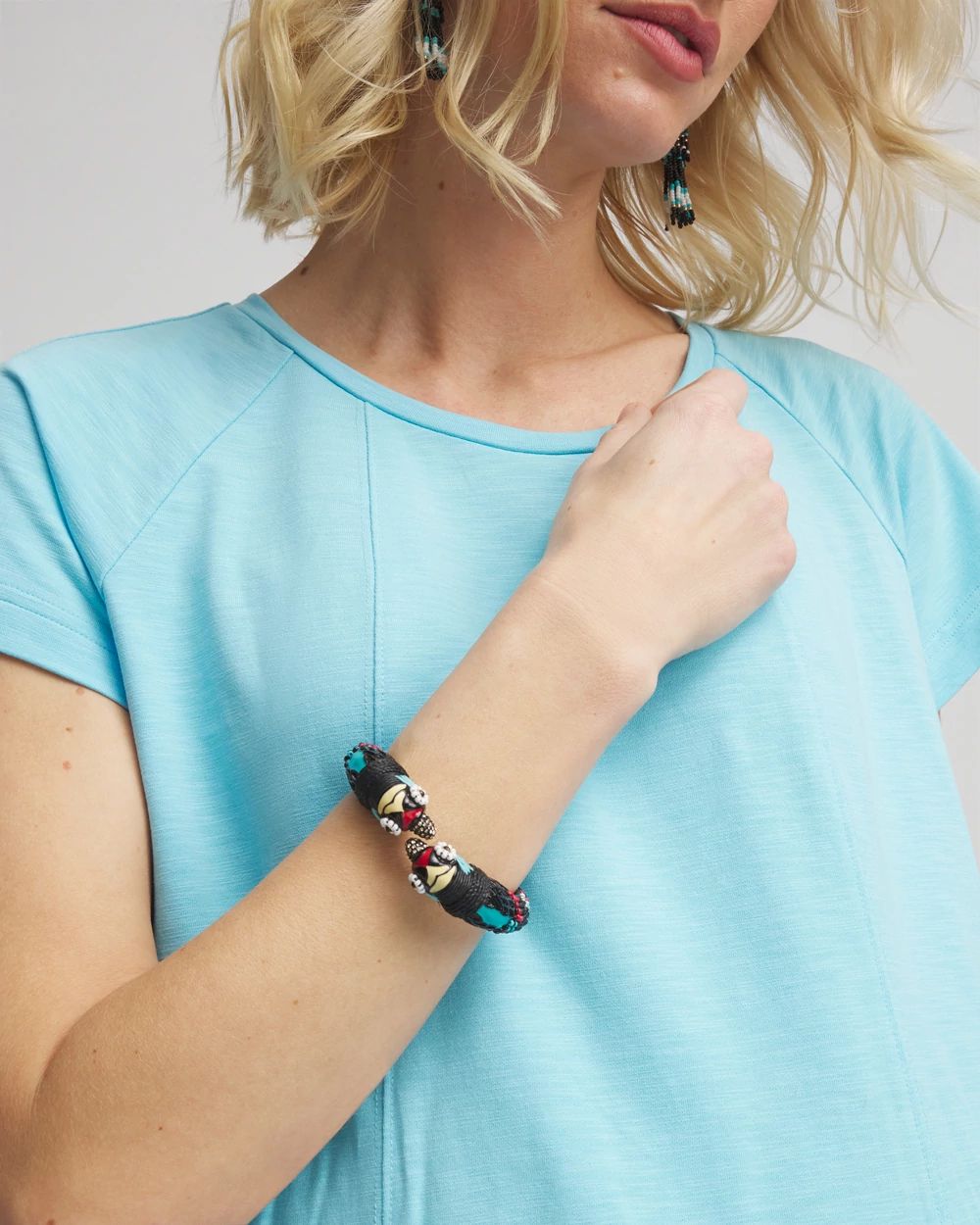 Raffia Parrot Hinge-Cuff Bracelet