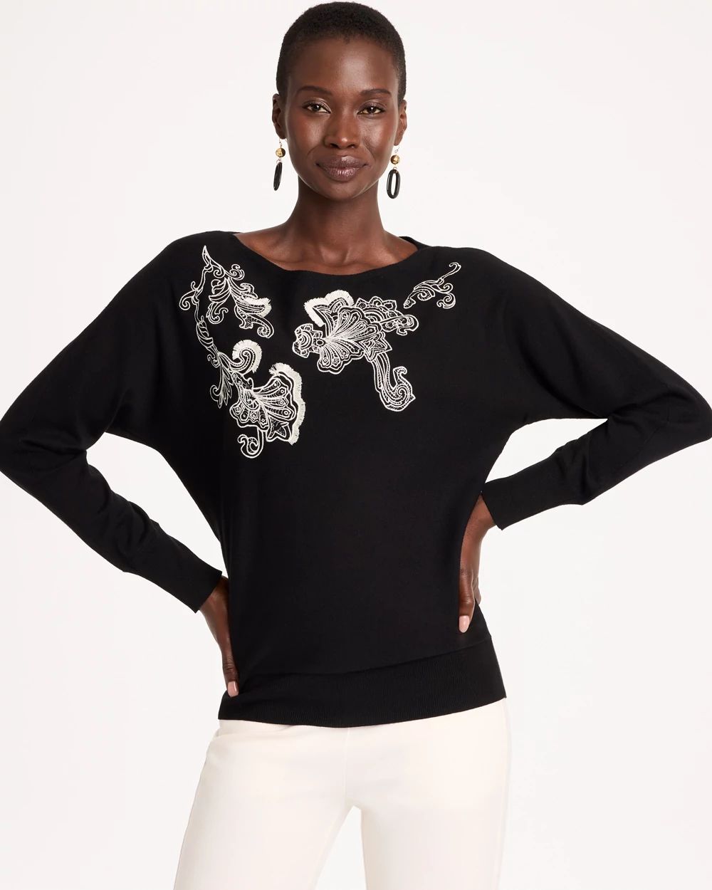 Embroidered Ella Pullover Sweater