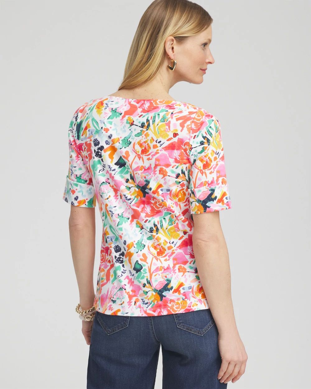 Abstract Bateau Neck Tee