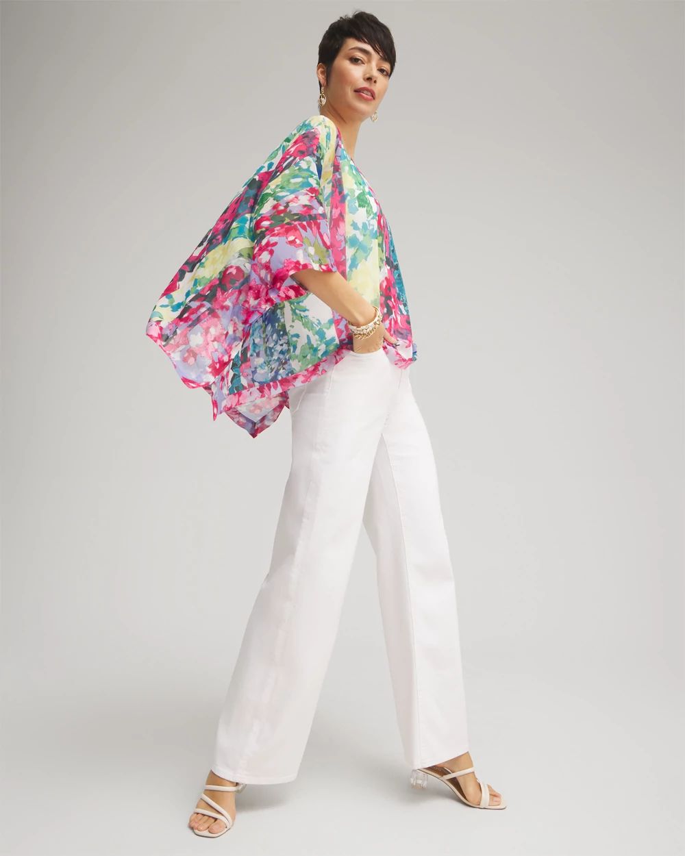 Mixed Floral Poncho
