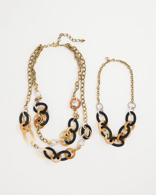 Triple Strand Convertible Resin Necklace click to view larger image.