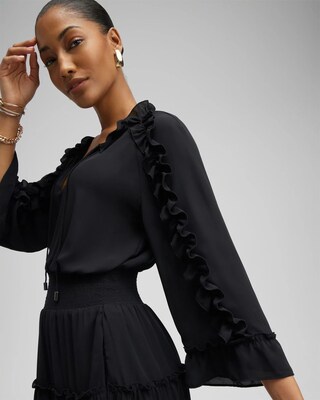 Ruffle Bell Sleeve Dress click to view larger image.