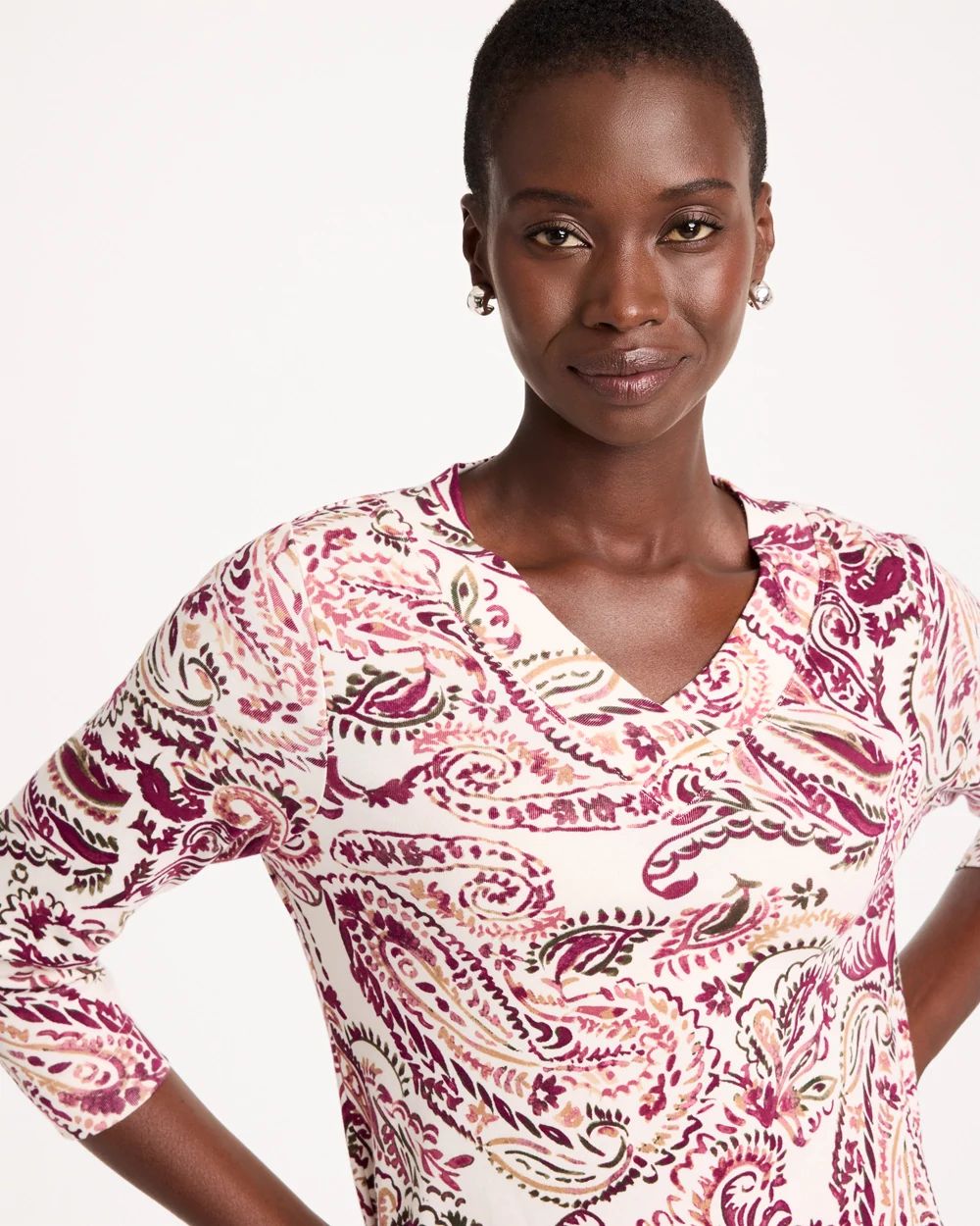 Paisley Pima Cotton 3/4 Sleeve Tee click to view larger image.