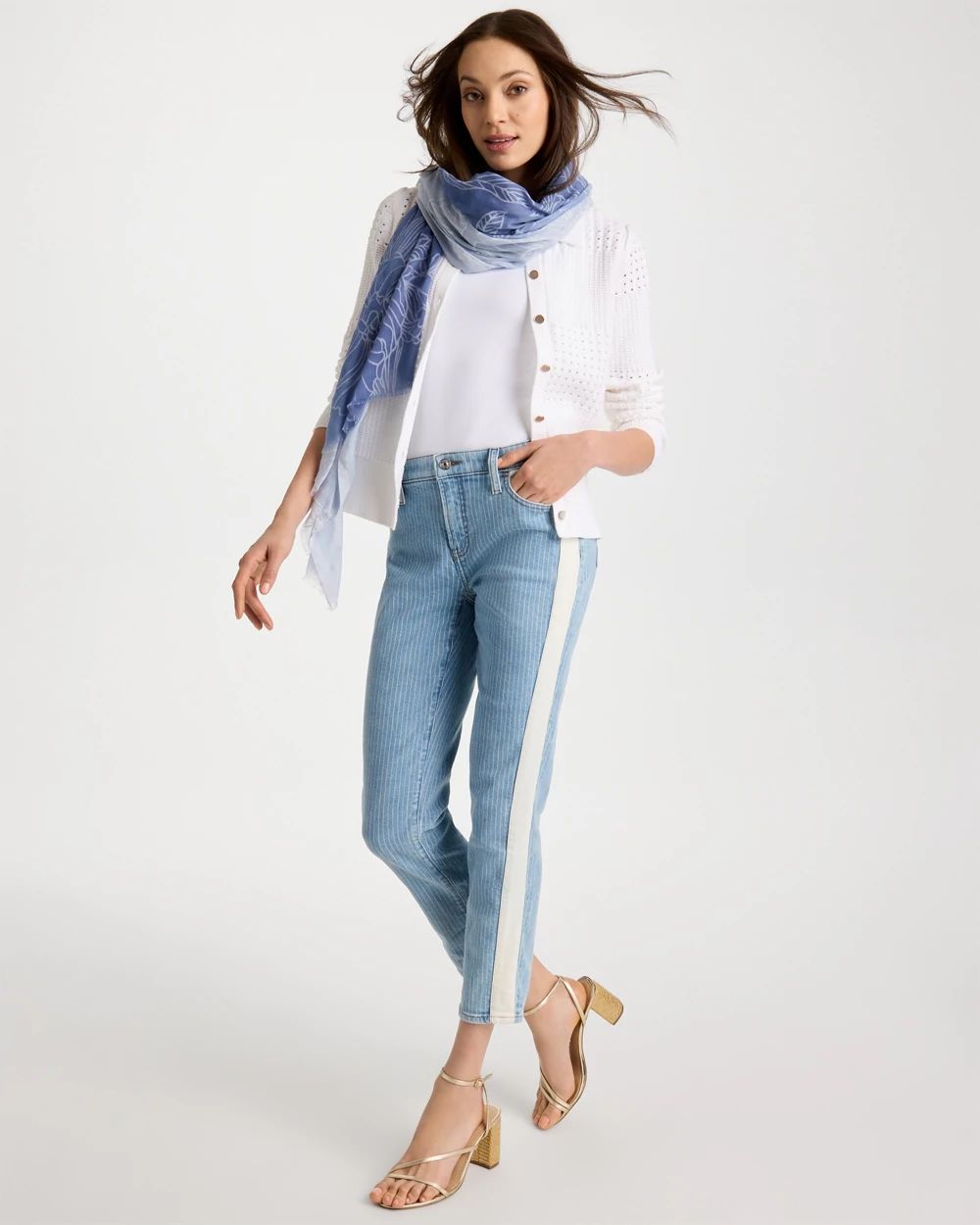 Girlfriend Ticking Stripe Crop Jeans