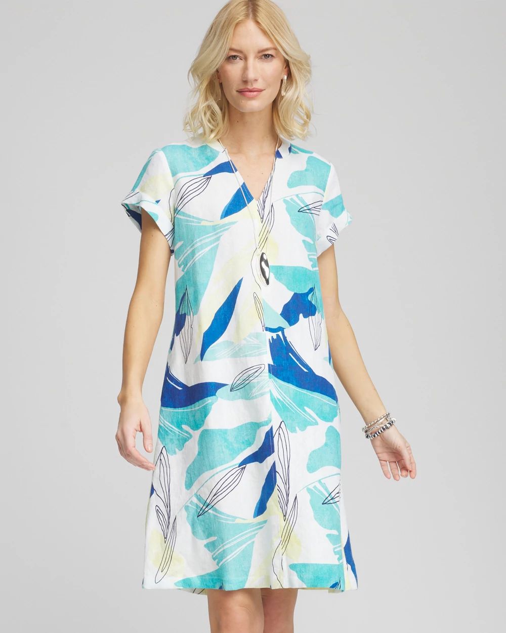 Cuff Sleeve Linen Dress
