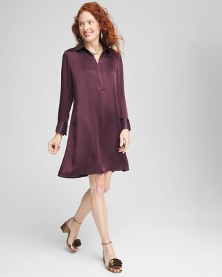 Satin Embroidered Shirt Dress click to view larger image.