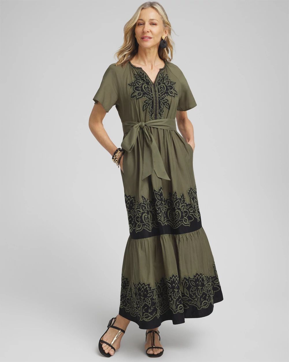 Cotton Embroidered Tier Dress