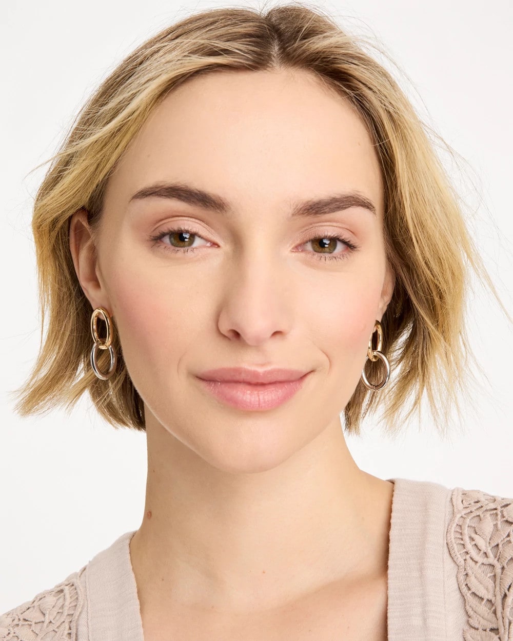 Mixed-Metal Link Earrings