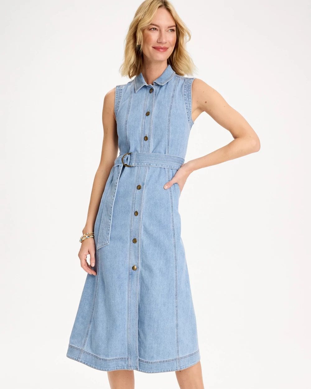 Sleeveless Denim Dress click to view larger image.