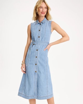 Sleeveless Denim Dress click to view larger image.