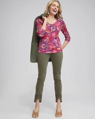 Eyelet Tulip Hem Pull-on Ankle Jeggings