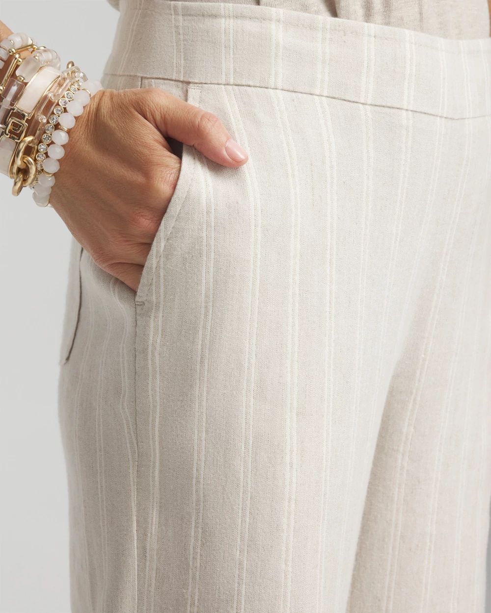Linen Blend Stripe Flare Leg Pants