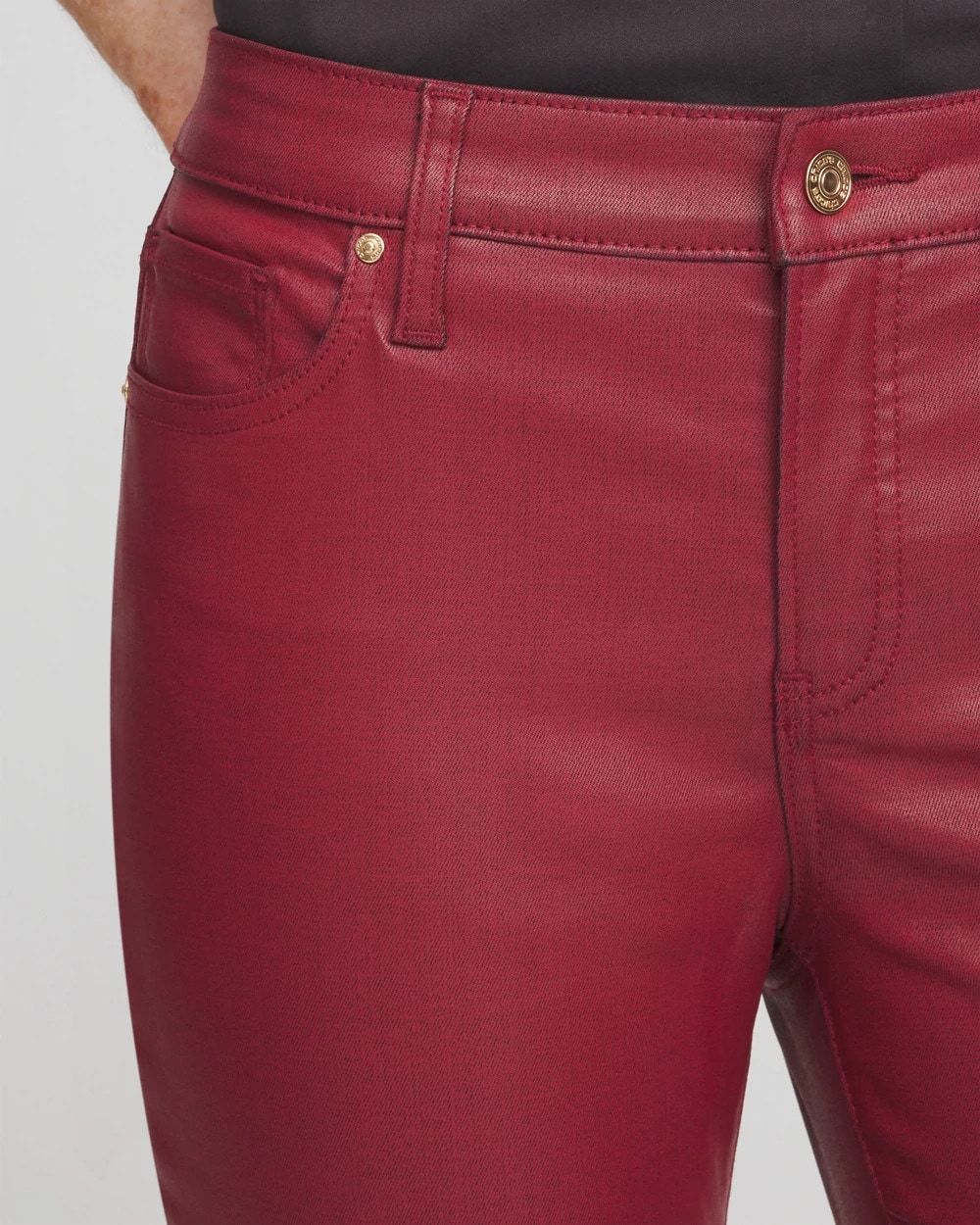 Petite Coated Denim Girlfriend Ankle Jeans