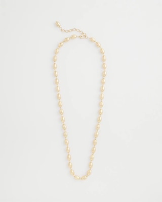Gold Bead Long Single-Strand Necklace