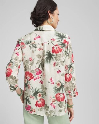 No Iron™ Garden Floral Linen Shirt click to view larger image.