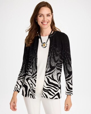 Ombre Animal Faux Leather-Trim Coatigan
