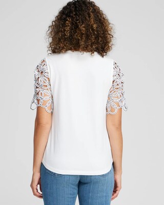 Floral Cutwork Sleeve Tee