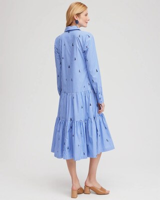 Poplin Tiered Stripe Shirt Dress