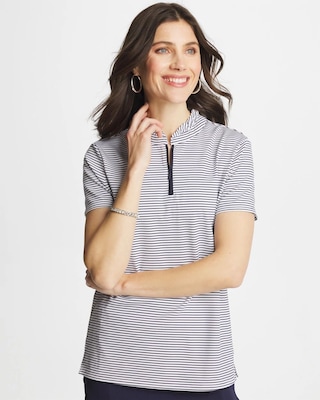 Zenergy® UPF Ruffle Striped Half Zip