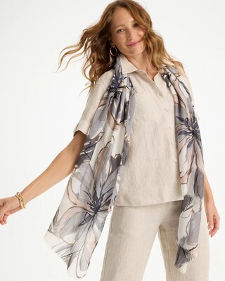 Foiled Floral Oblong Scarf click to view larger image.