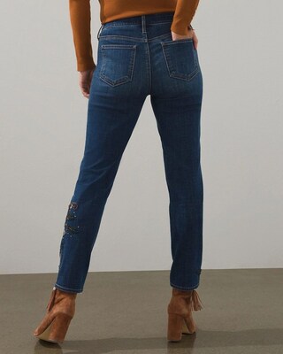 Girlfriend Beaded Hem Ankle Jeans