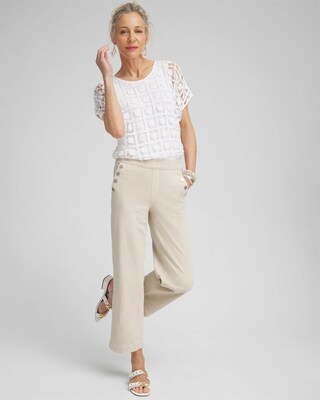 Pull-On Wide Leg Ankle Jeans click to view larger image.