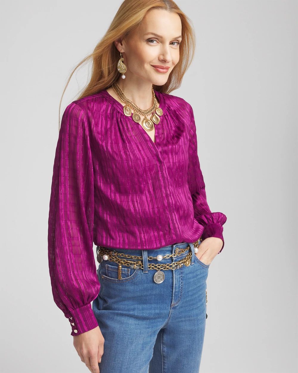 Split Neck Crinkle Blouse