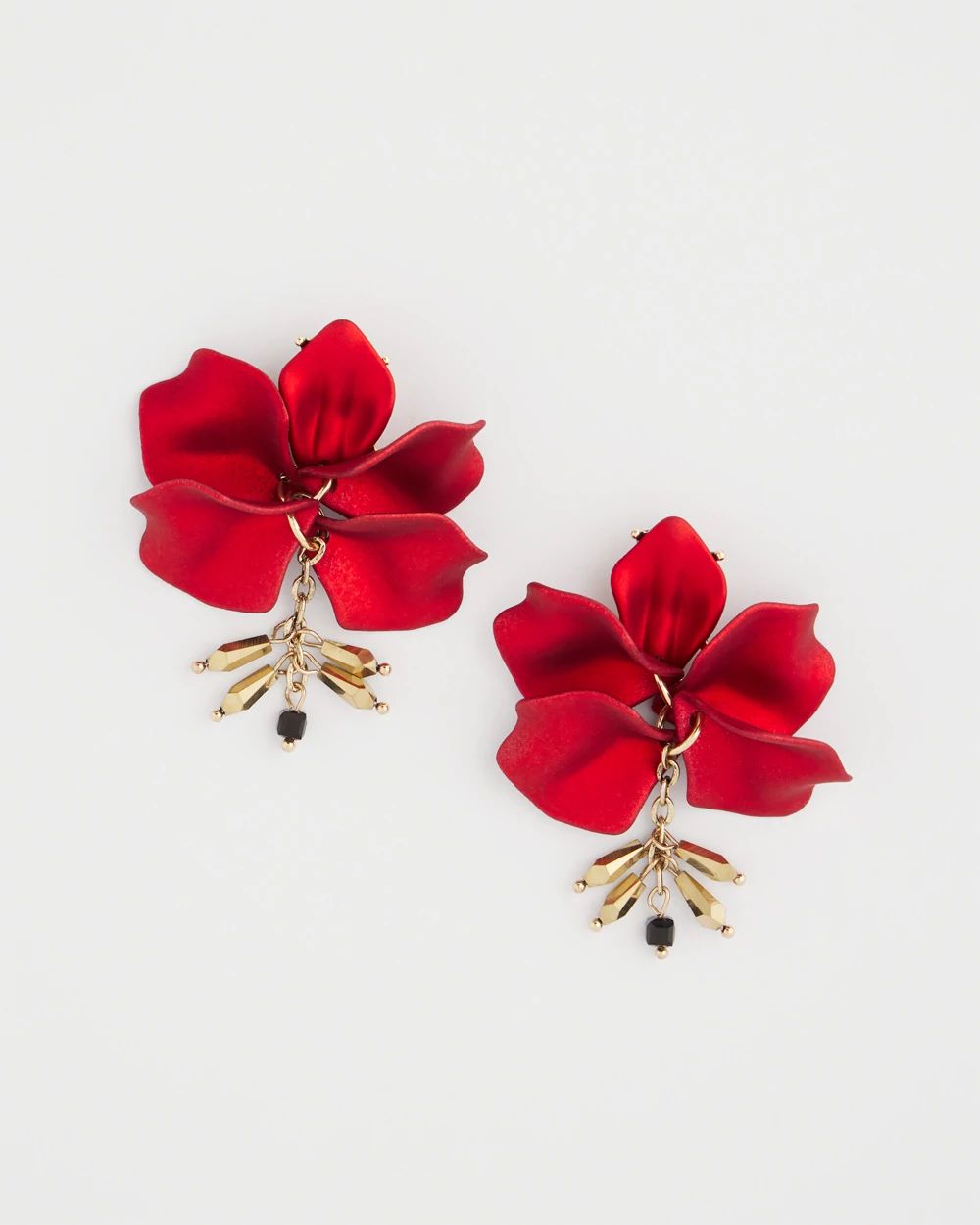 Red Flower Drop Earrings