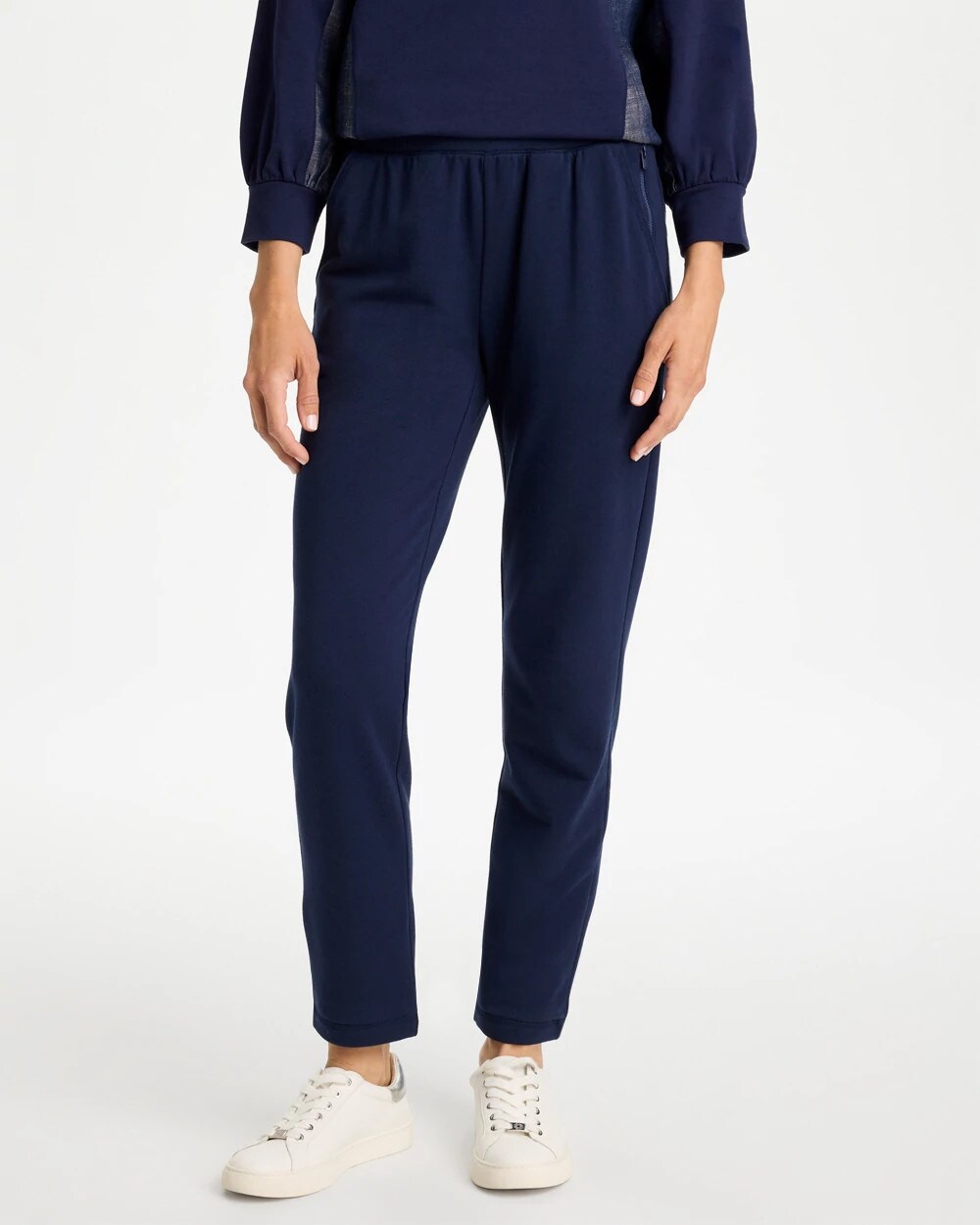 Chico's French Terry Pull-on Ankle Pants In Blue In Passport Blue