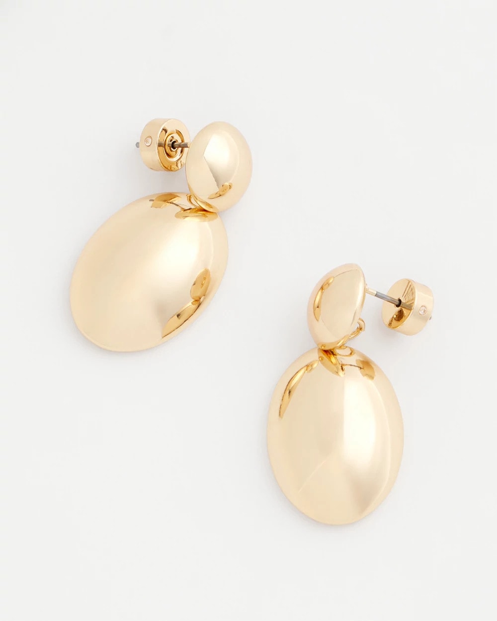 Gold Oval Drop Earrings