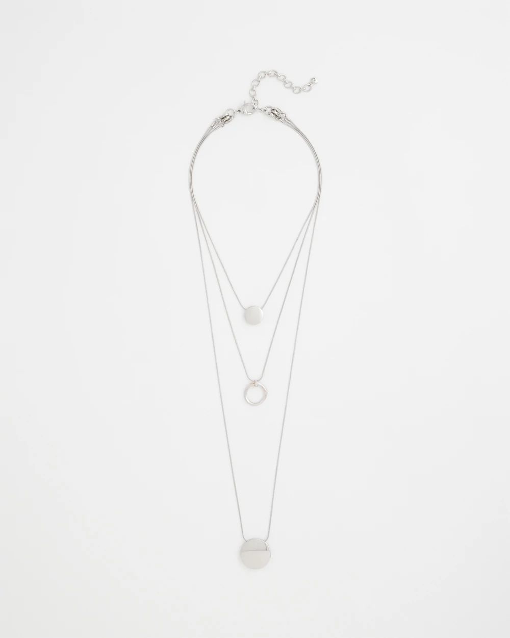 Silver Triple Pendant Necklace