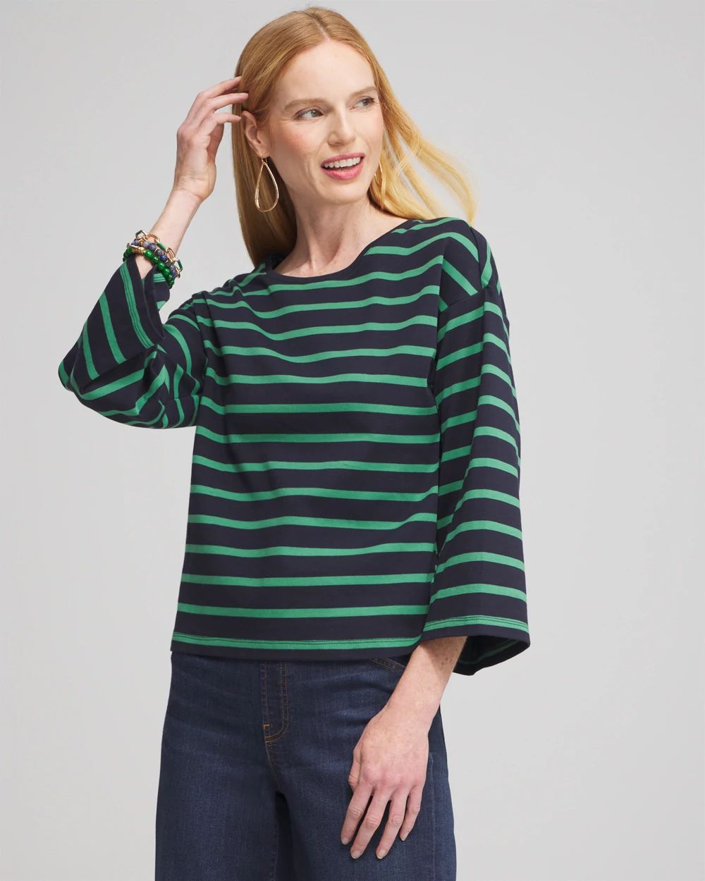 Stripe Wide Sleeve Top