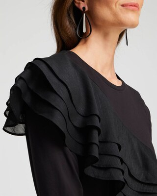 Chiffon Ruffle Detail Knit Tee