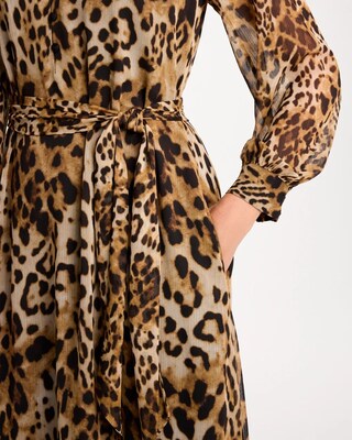 Chiffon Tie-Neck Animal Print Dress click to view larger image.