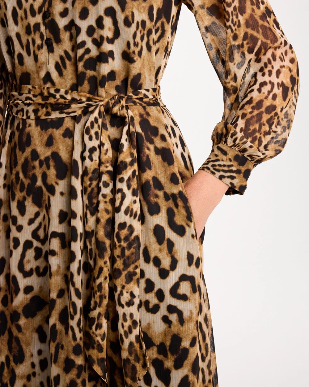 Chiffon Tie-Neck Animal Print Dress click to view larger image.