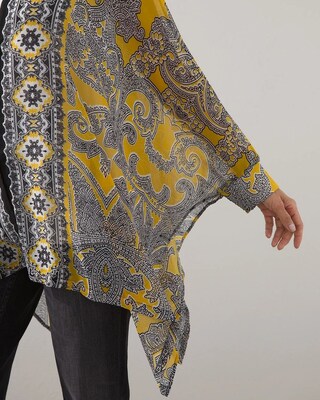 Ruched Cuff Paisley Print Ruana
