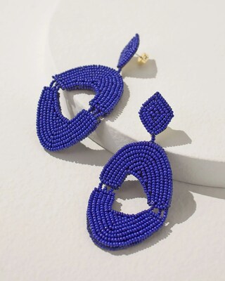 Navy Seed Bead Drop Earrings