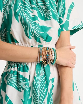 Genuine Teal Tiger's Eye Stretch Bracelet click to view larger image.